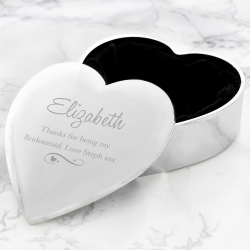 Personalised Any Message Swirls and Hearts Heart Trinket Box