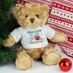 Personalised Felt Stitch Robin 'My 1st Christmas' Teddy