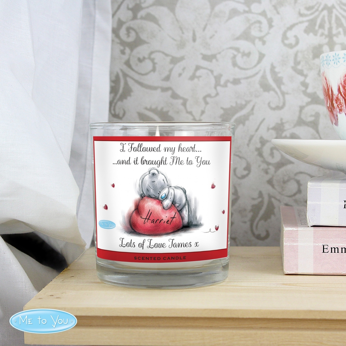 Personalised Me To You Heart Scented Jar Candle