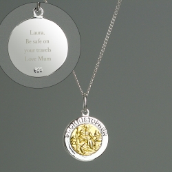 Personalised Sterling Silver and 9ct Gold St. Christopher Necklace