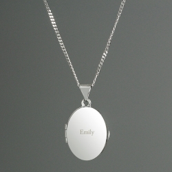 Personalised Sterling Silver Engraved Name Oval Locket Necklace