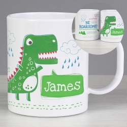 Personalised 'Be Roarsome' Dinosaur Plastic Mug