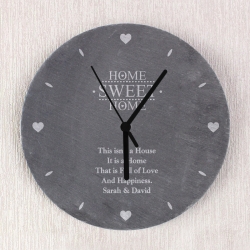 Personalised Home Sweet Home Slate Clock
