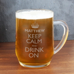 Personalised Keep Calm Engraved Beer Tankard