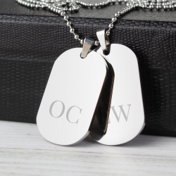 Personalised Big Initials Stainless Steel Double Dog Tag Necklace