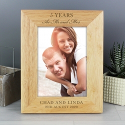 Personalised Anniversary 7x5 Wooden Photo Frame