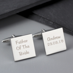 Personalised Wedding Role Square Cufflinks