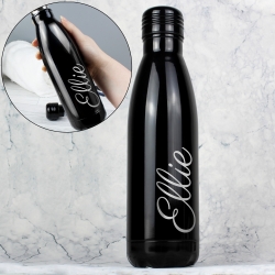 Personalised Black Metal Insulated Drinks Bottle