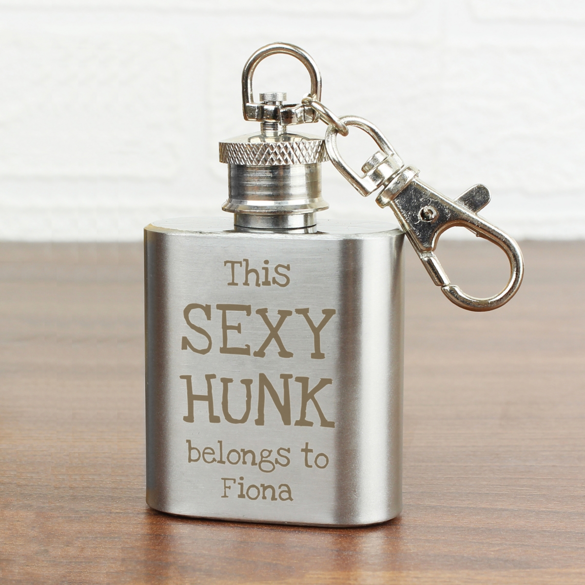 Personalised Sexy Hunk 1oz Hip Flask Keyring