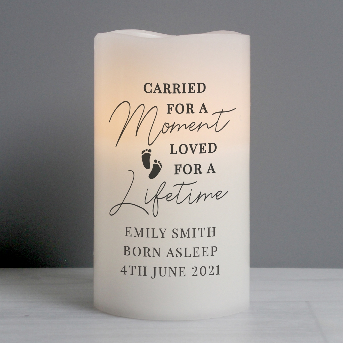 Personalised Carried For A Moment LED Candle